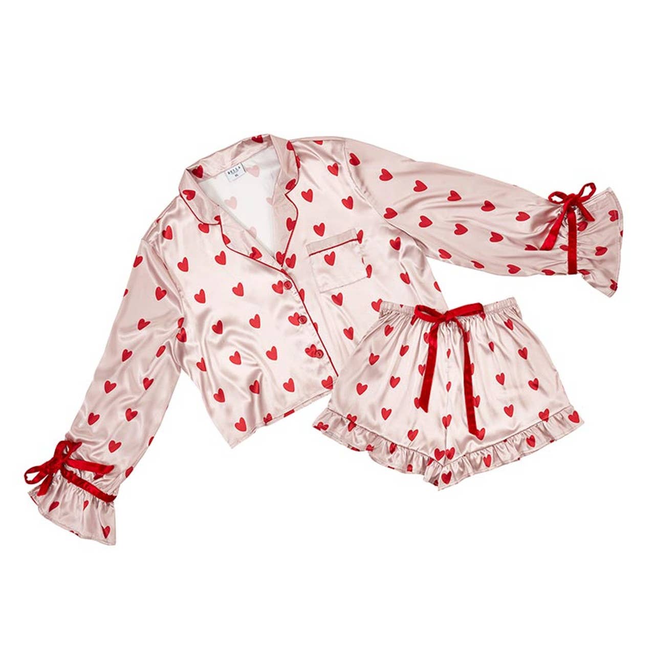 Velvet Two-Piece PJ Set - Hearts