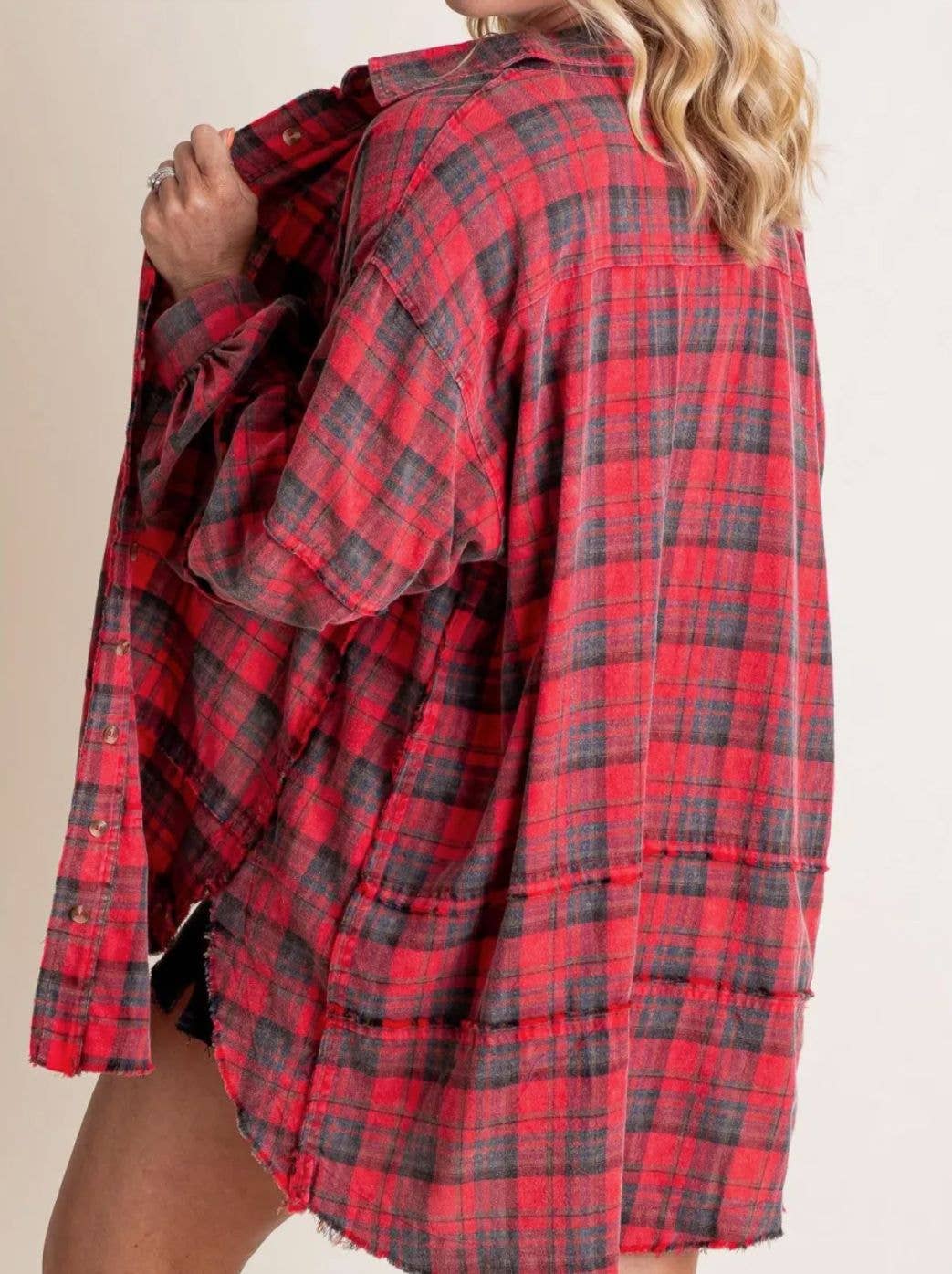 Red Plaid shirt oversized