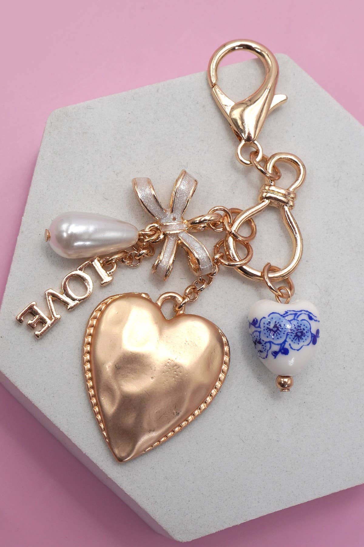 PORCELAIN HEART BAG CHARM