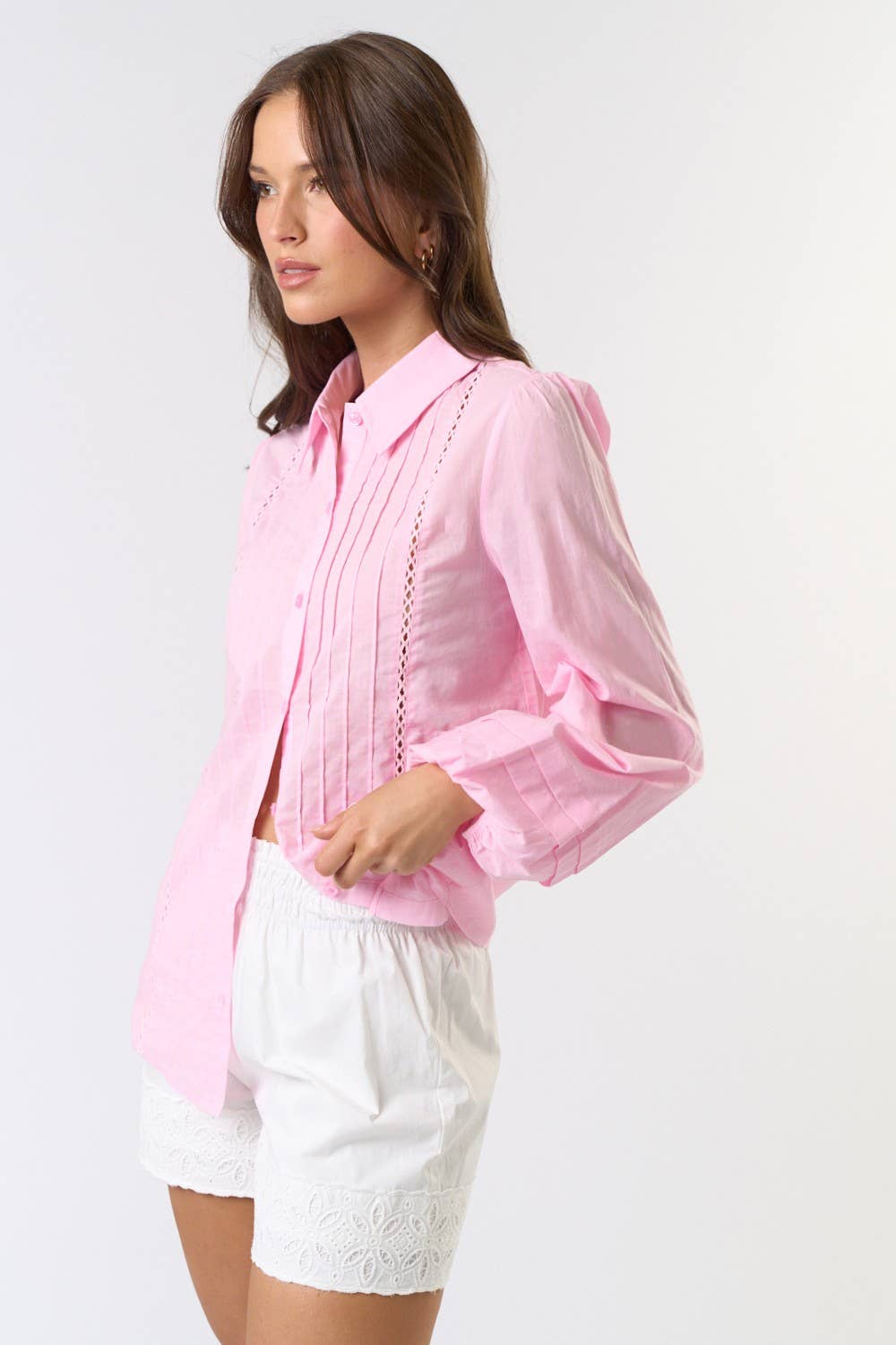 WHITE PUFF LONG SLEEVE SHIRT