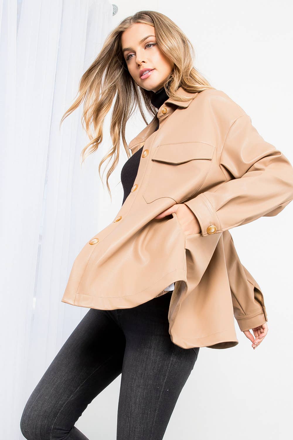 Leather Button Up Jacket