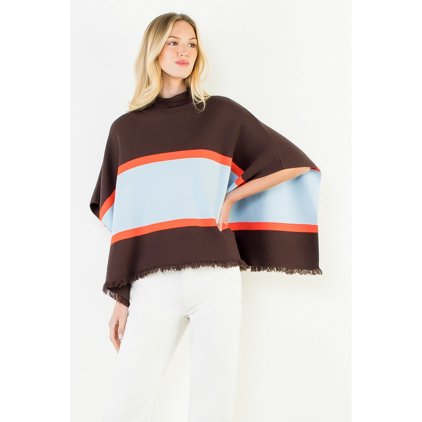 Color Blocked Poncho