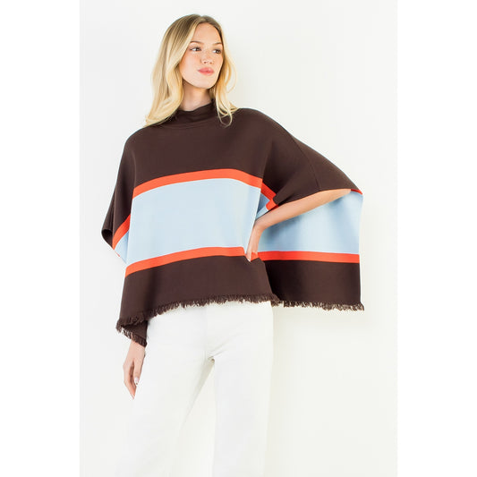 Color Blocked Poncho