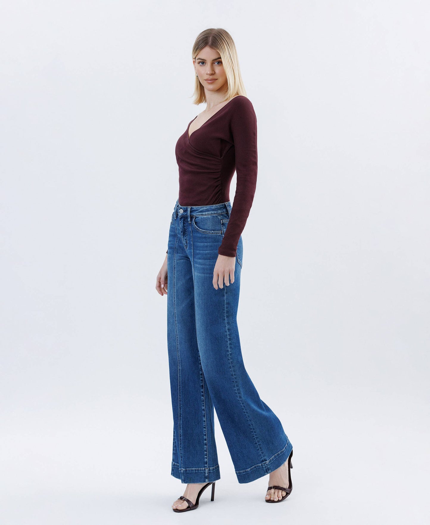 HIGH RISE TROUSER HEM EXTREME WIDE LEG