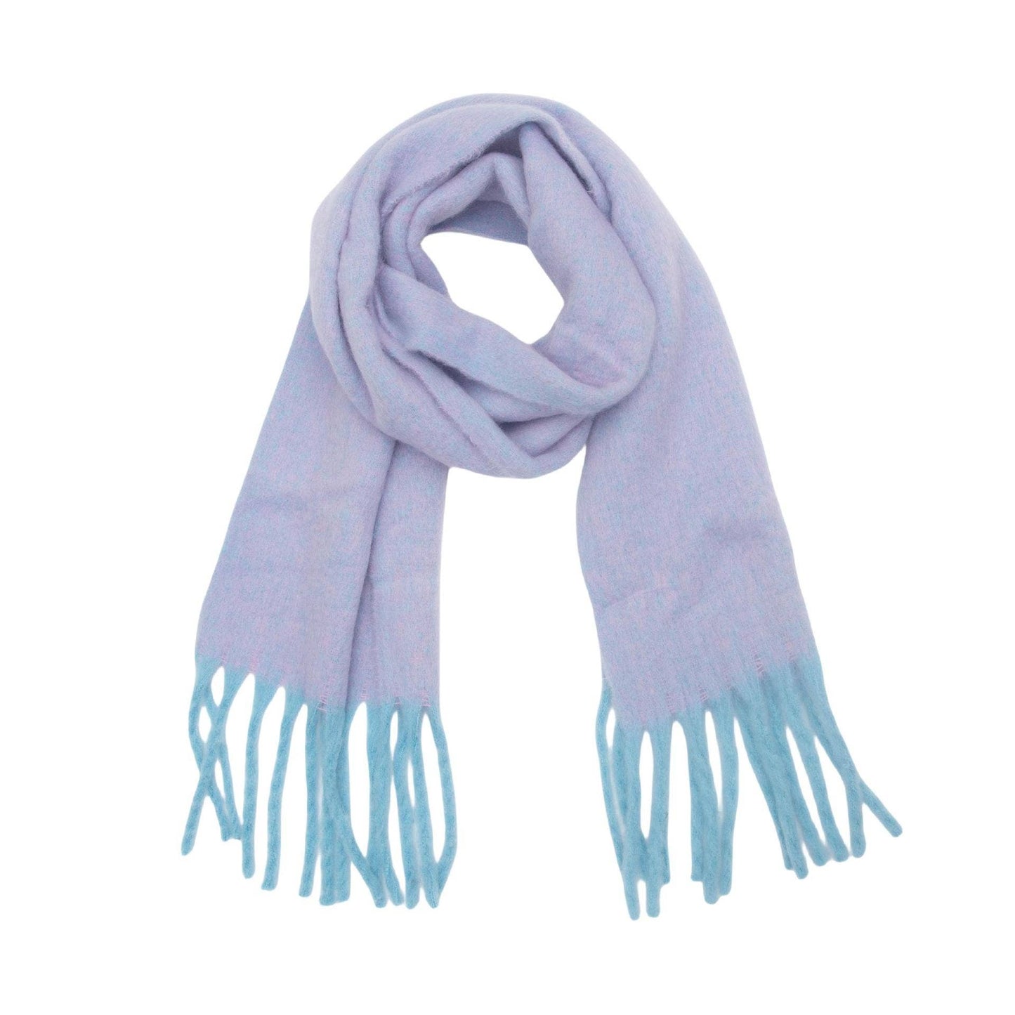 Color-Blocked Tassel Scarf