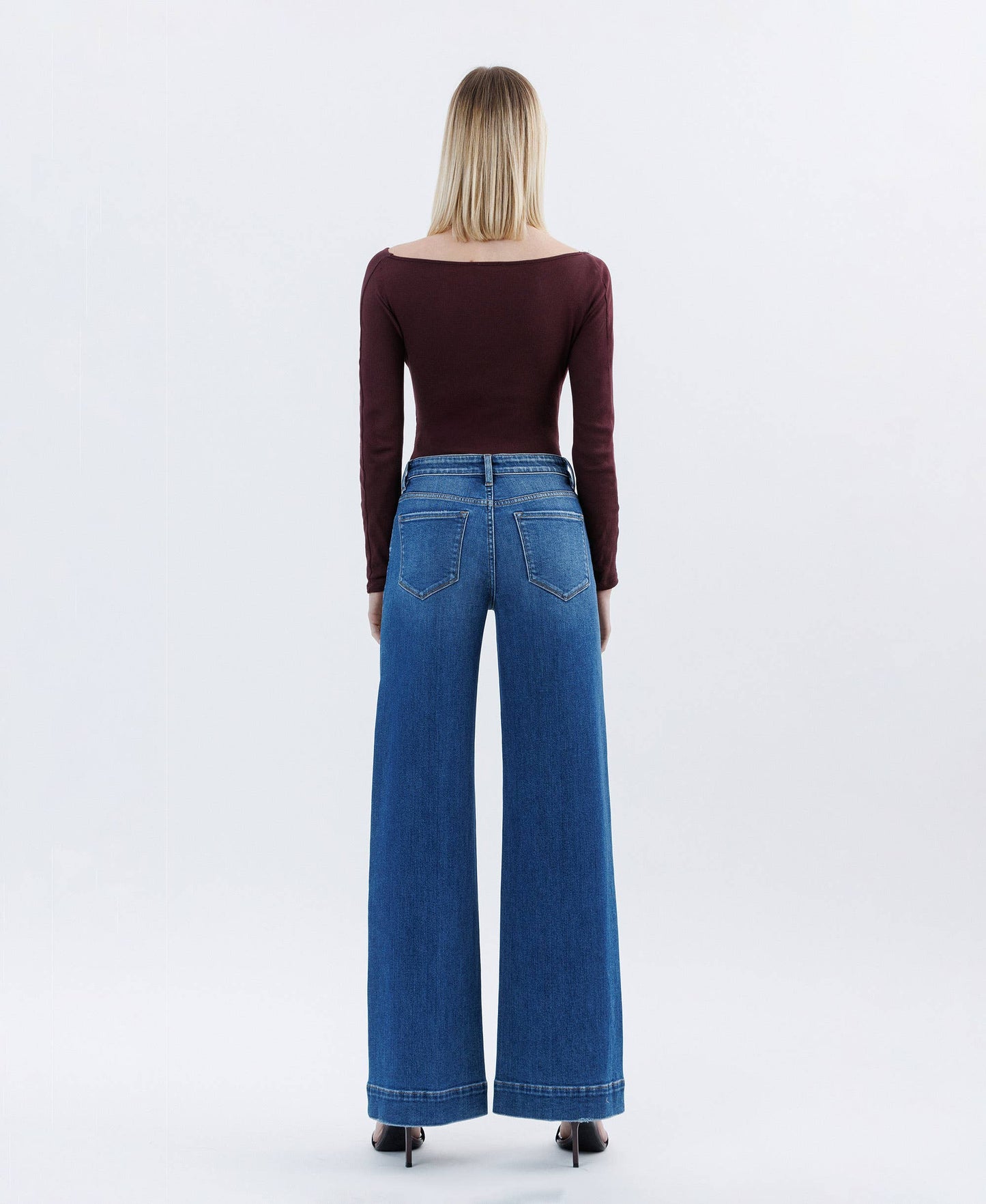 HIGH RISE TROUSER HEM EXTREME WIDE LEG