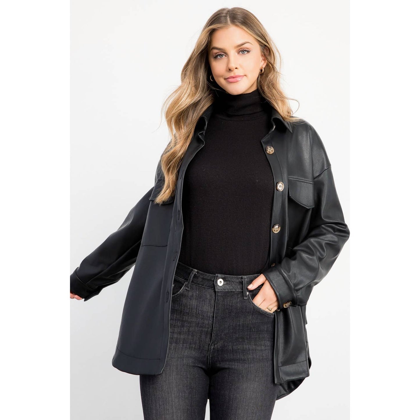 Leather Button Up Jacket