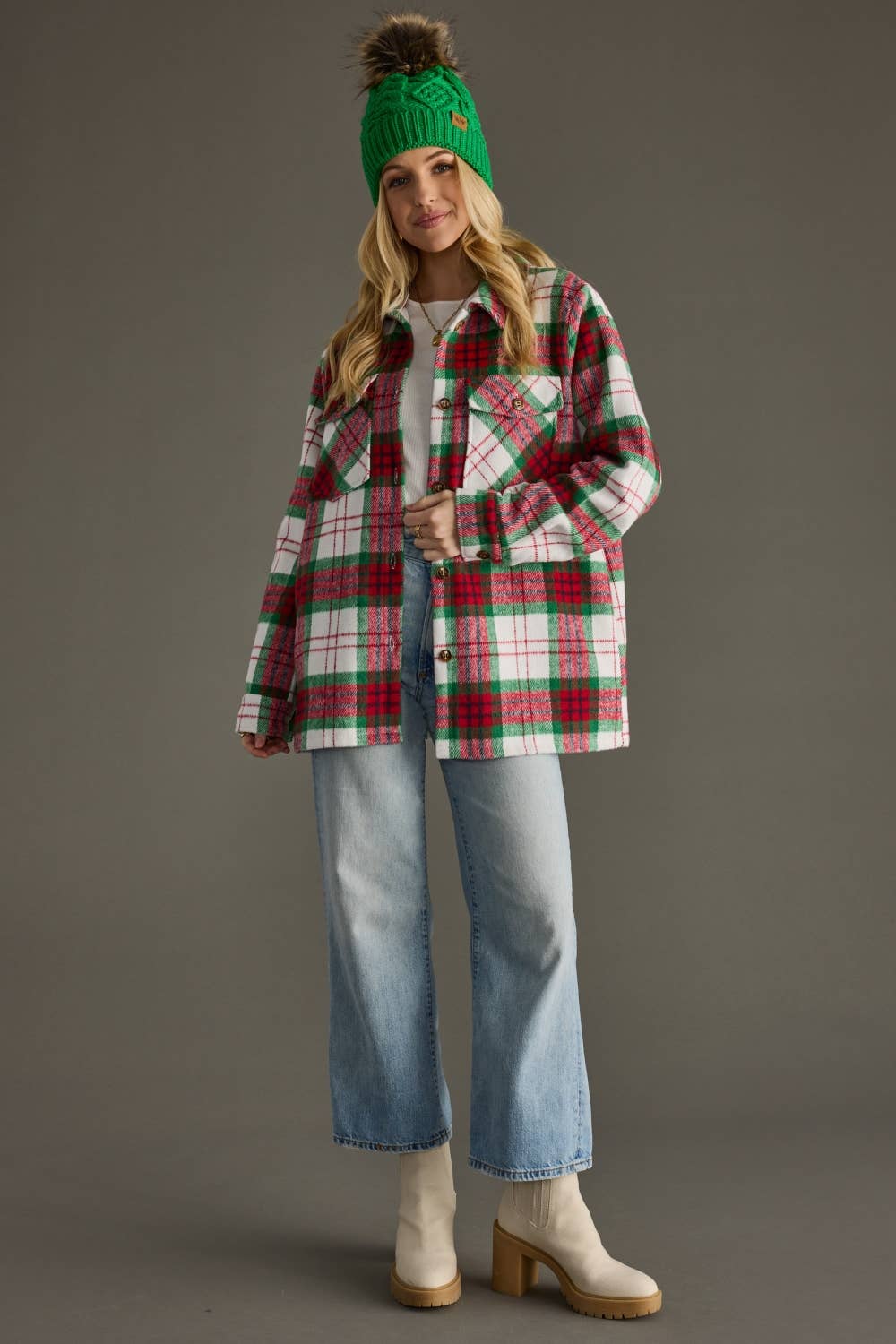 Red, Green & White Plaid Jacket