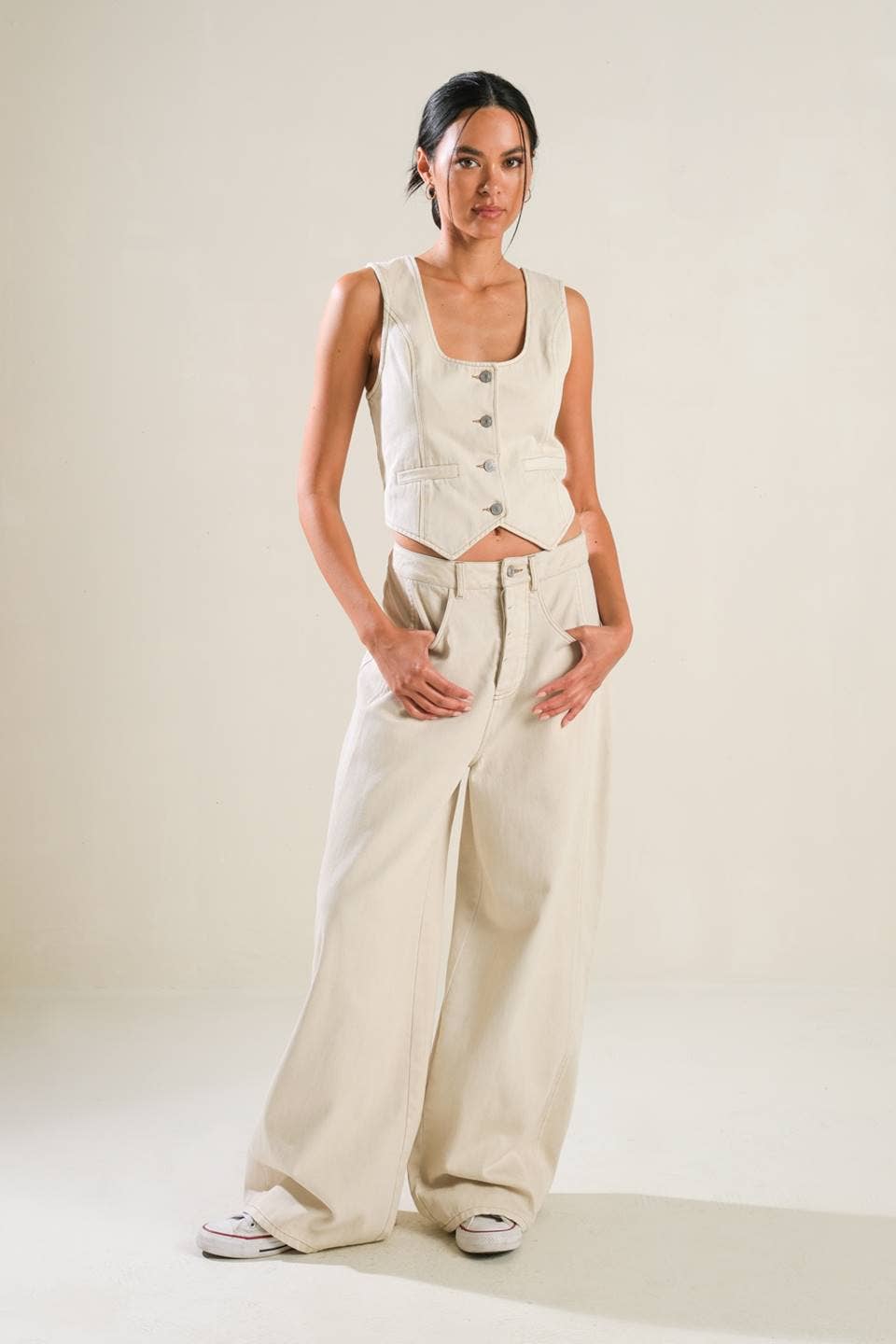 Lola Top Woven Twill Vest