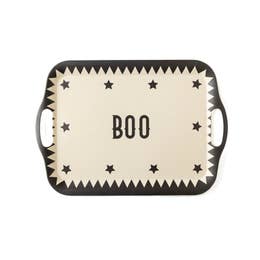 Boo Retro Halloween Bamboo Platter Tray