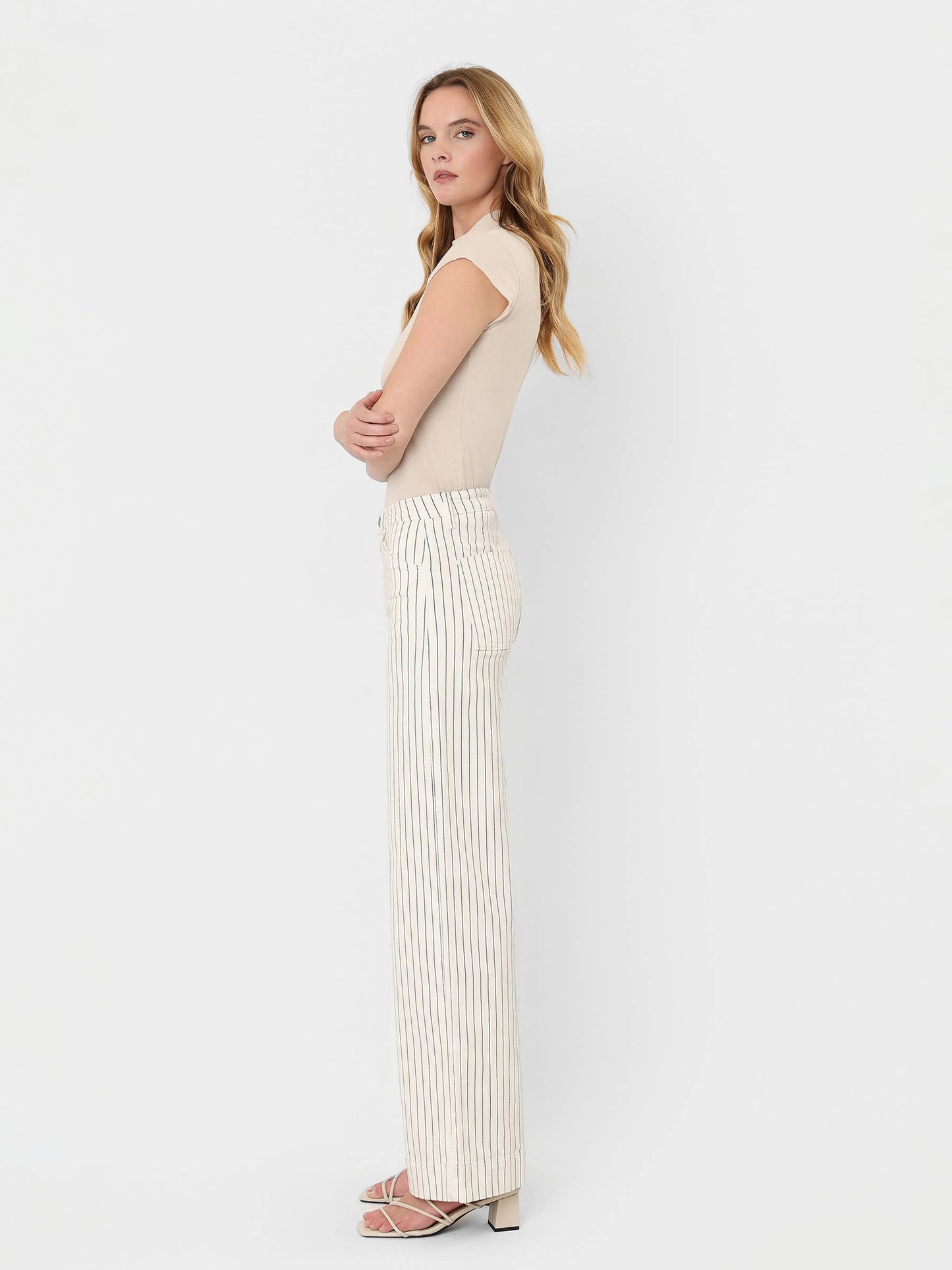 Stripped Wide Leg Jean