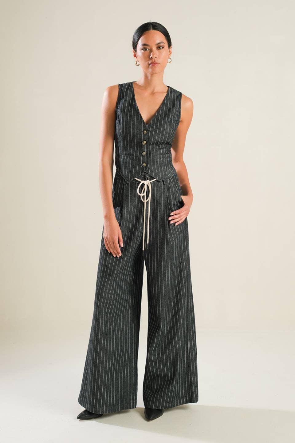 Mona Striped Denim Vest