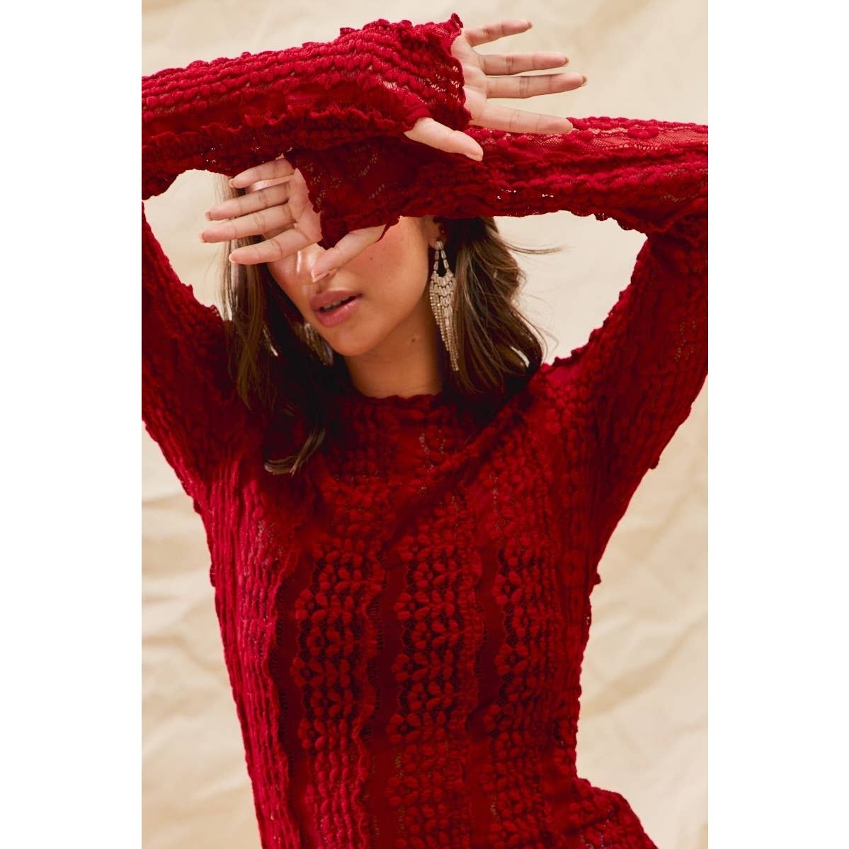 Stretched Sheer Lace Tops