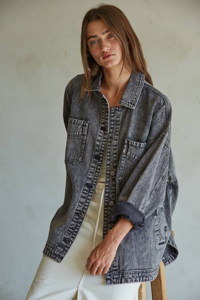 Grey Washed Denim Jacket