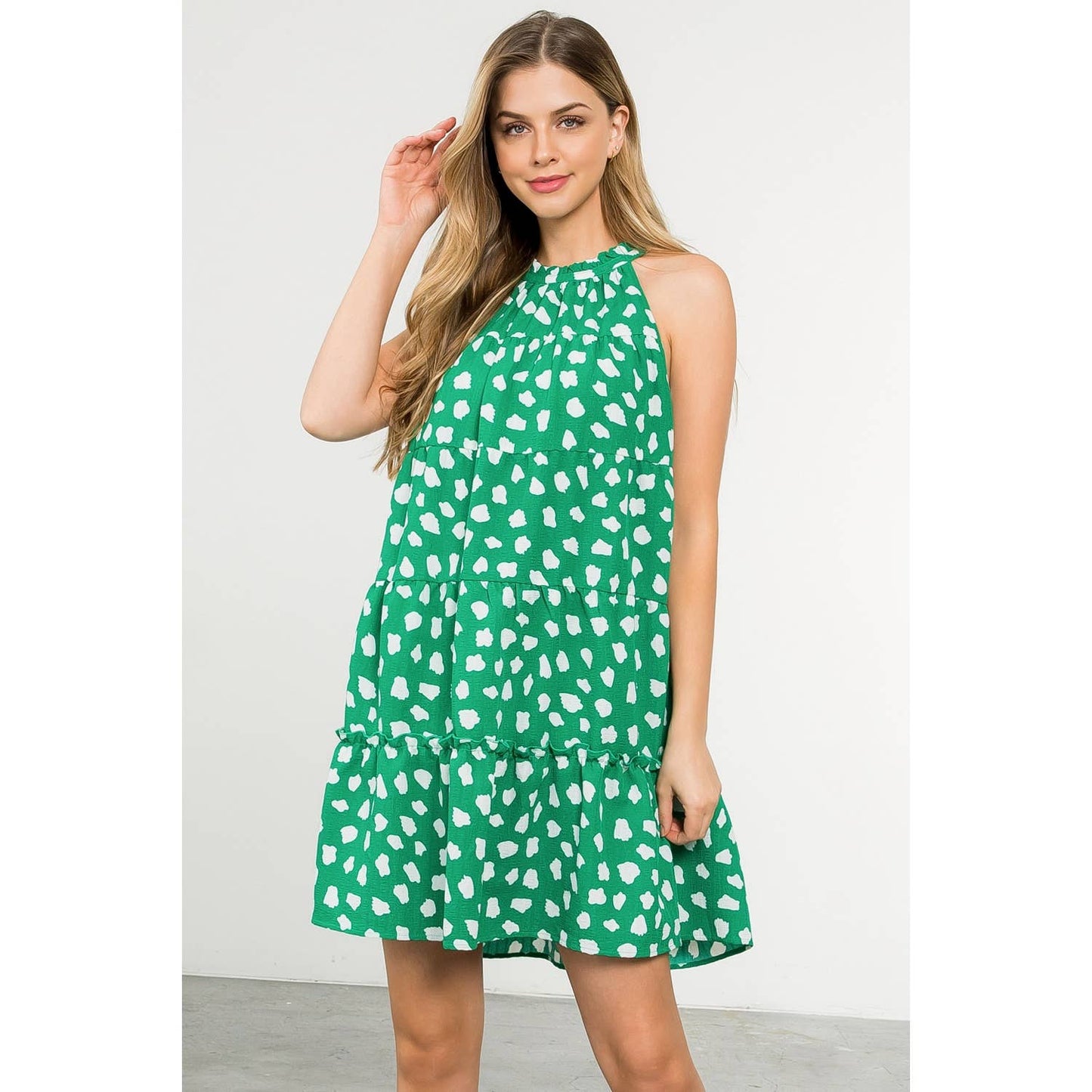 Halter Tiered Print Dress