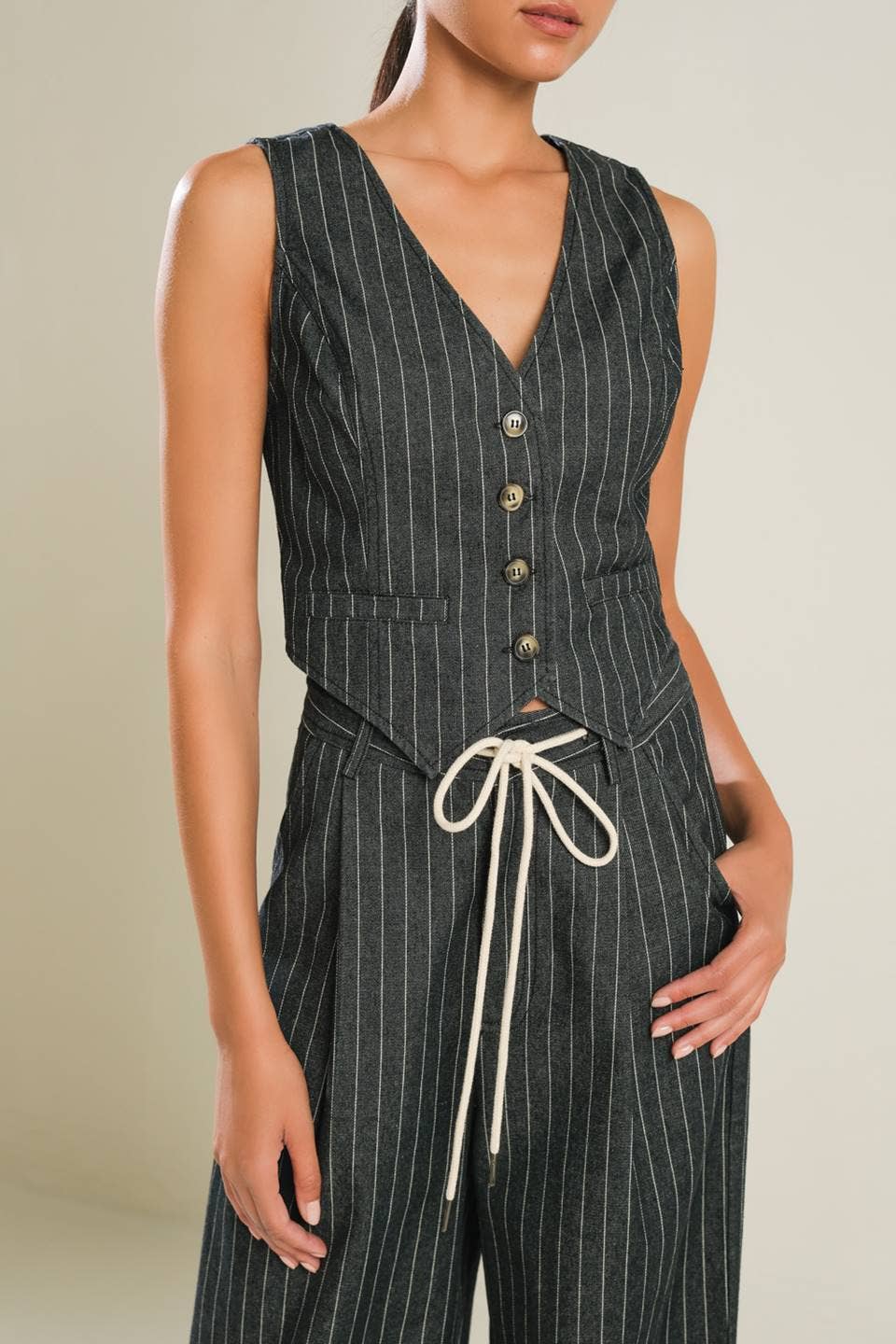 Mona Striped Denim Vest