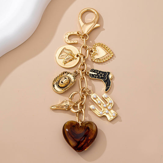 WESTERN HEART HAT BOOT HEART BAG CHARM