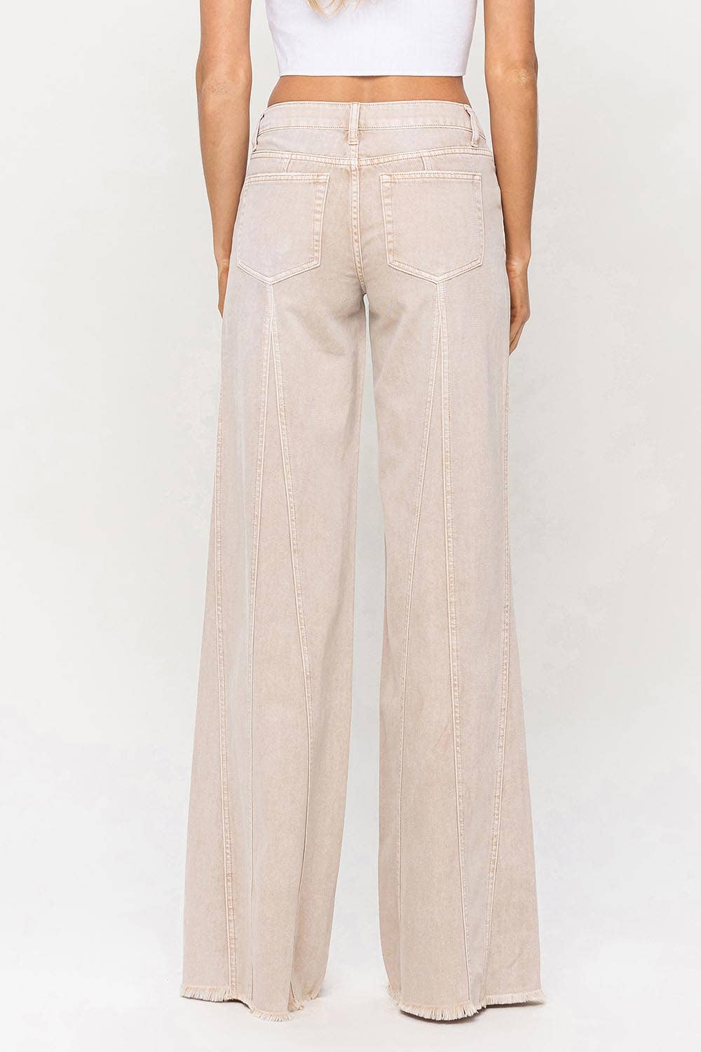 LOW RISE SEAM DETAIL BAGGY WIDE JEANS