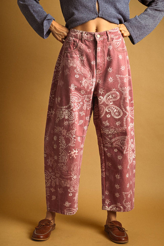 PAISLEY PRINT WASHED PANTS