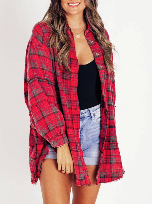 Red Plaid shirt oversized
