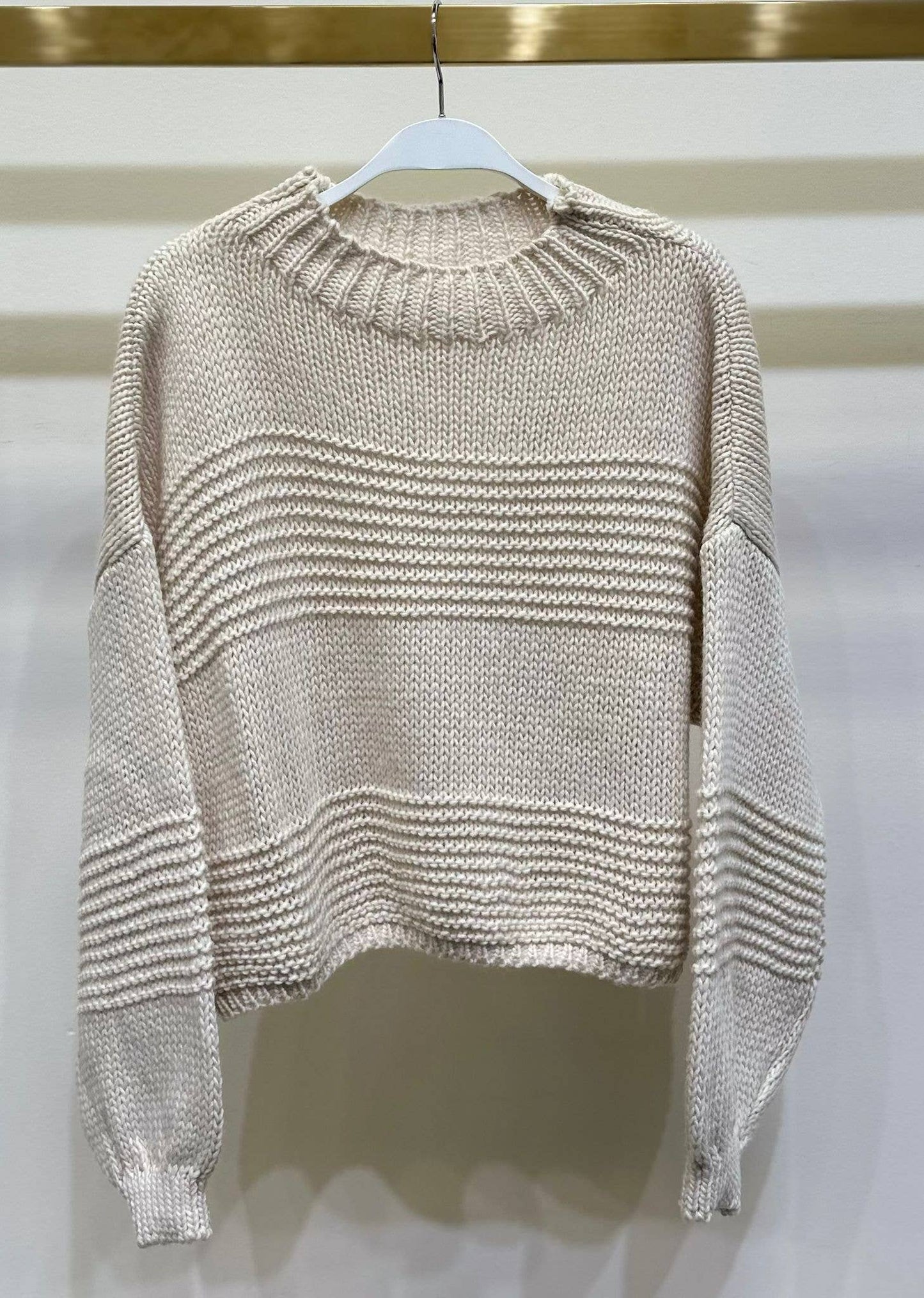 CROPPED MOCK NECK CHUNKY SWEATER
