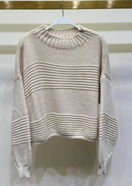 CROPPED MOCK NECK CHUNKY SWEATER