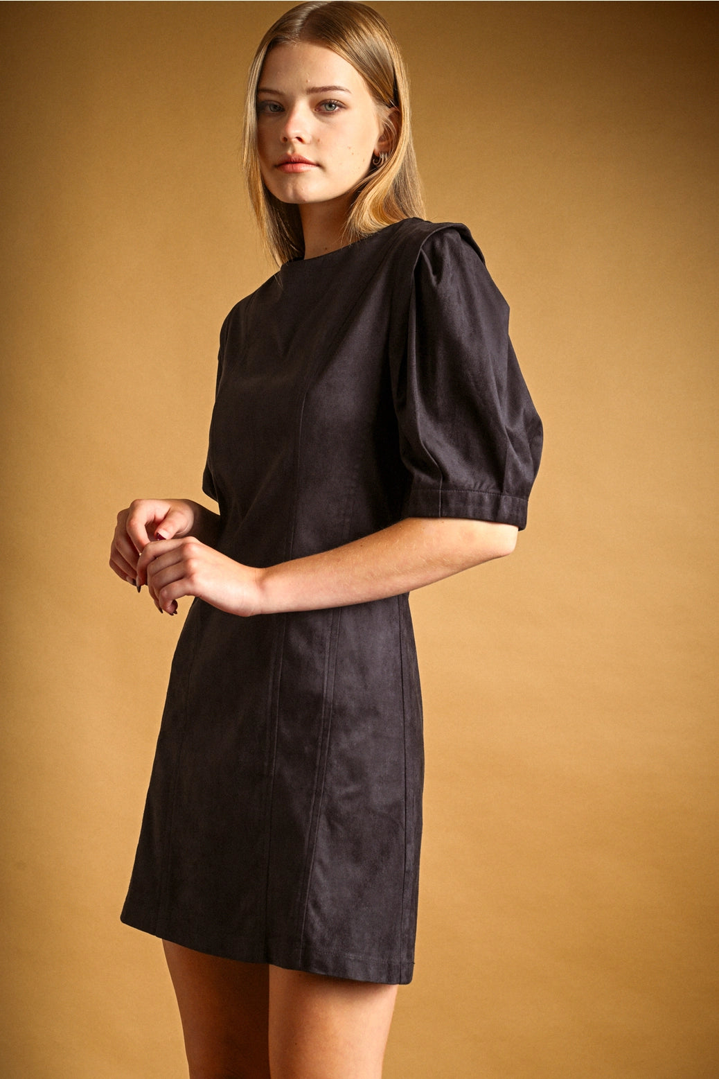 Black Suede Shift Dress