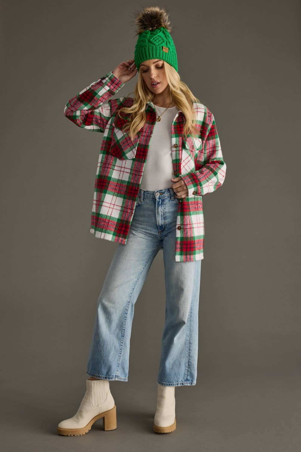 Red, Green & White Plaid Jacket