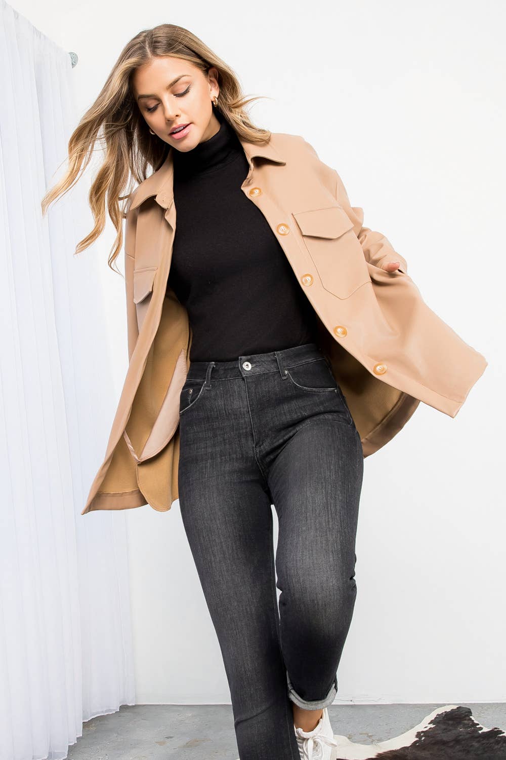 Leather Button Up Jacket