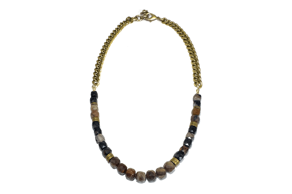 Petrified Wood + Black Tourmaline Curb