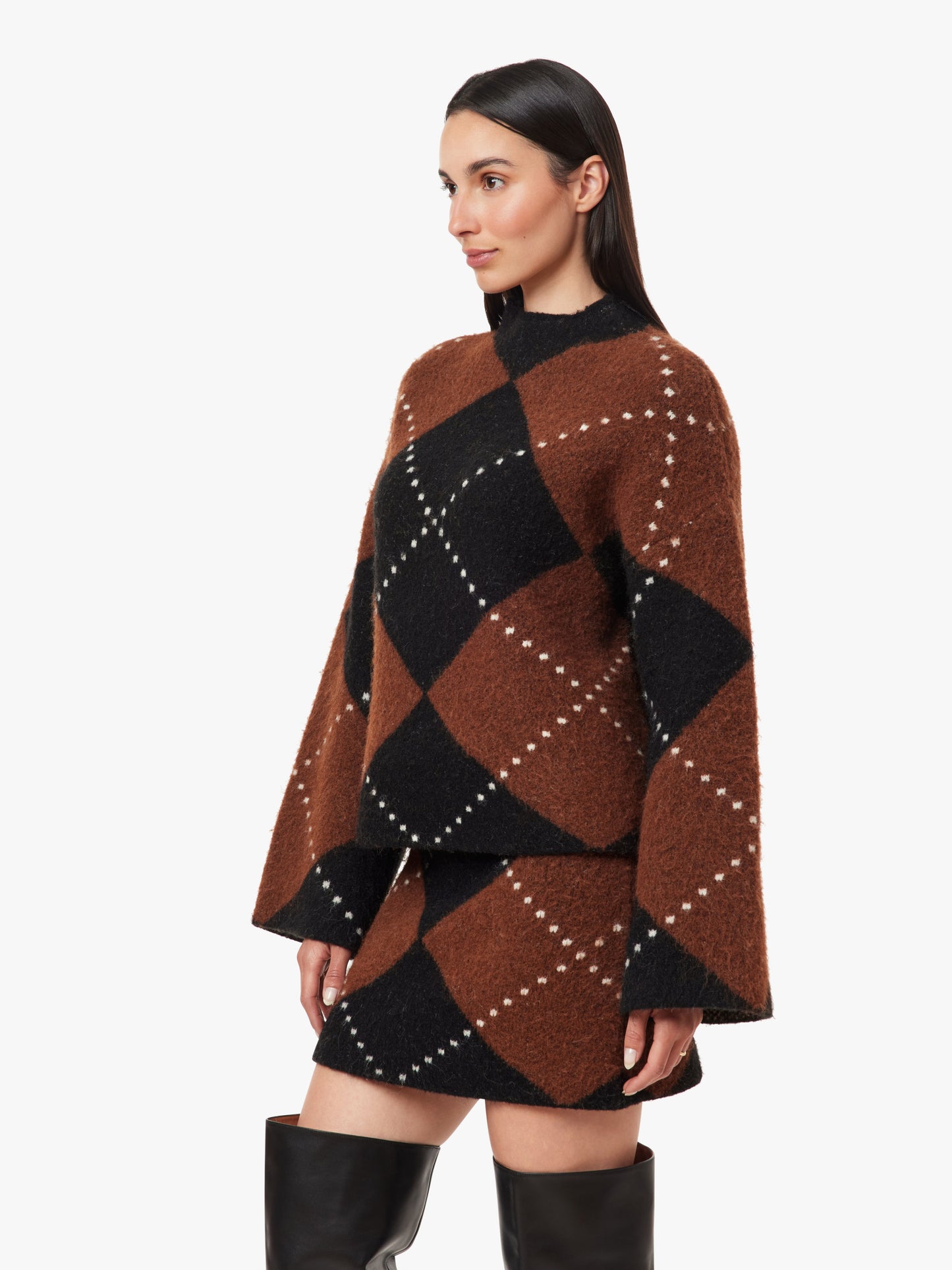 Argyle Mock Neck Sweater
